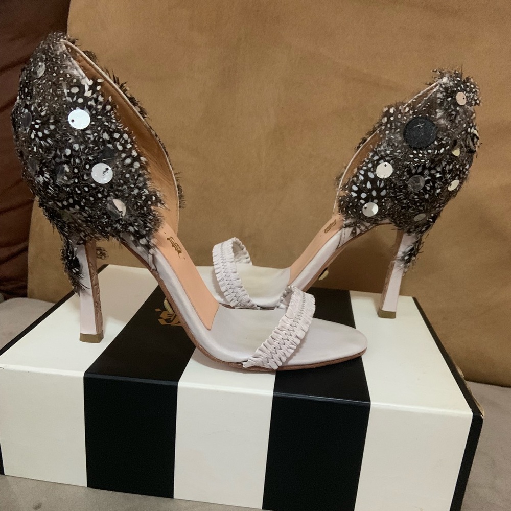 L.A.M.B feather detail sandal